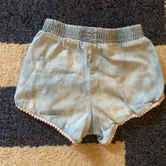 EGG Blue Shorts - Elastic Pearled Trim Acid Wash Chambray - Toddler Girls 2T - Picture 3 of 3